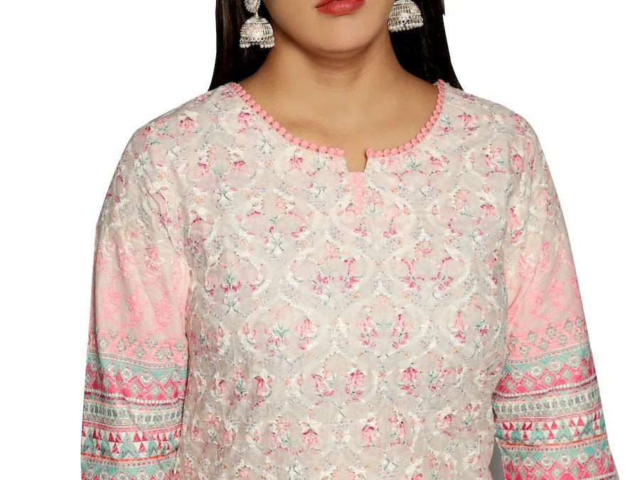 Stylish Pink Kurta Palazzo Set with Dupatta - The Bebla