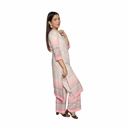 Stylish Pink Kurta Palazzo Set with Dupatta - The Bebla
