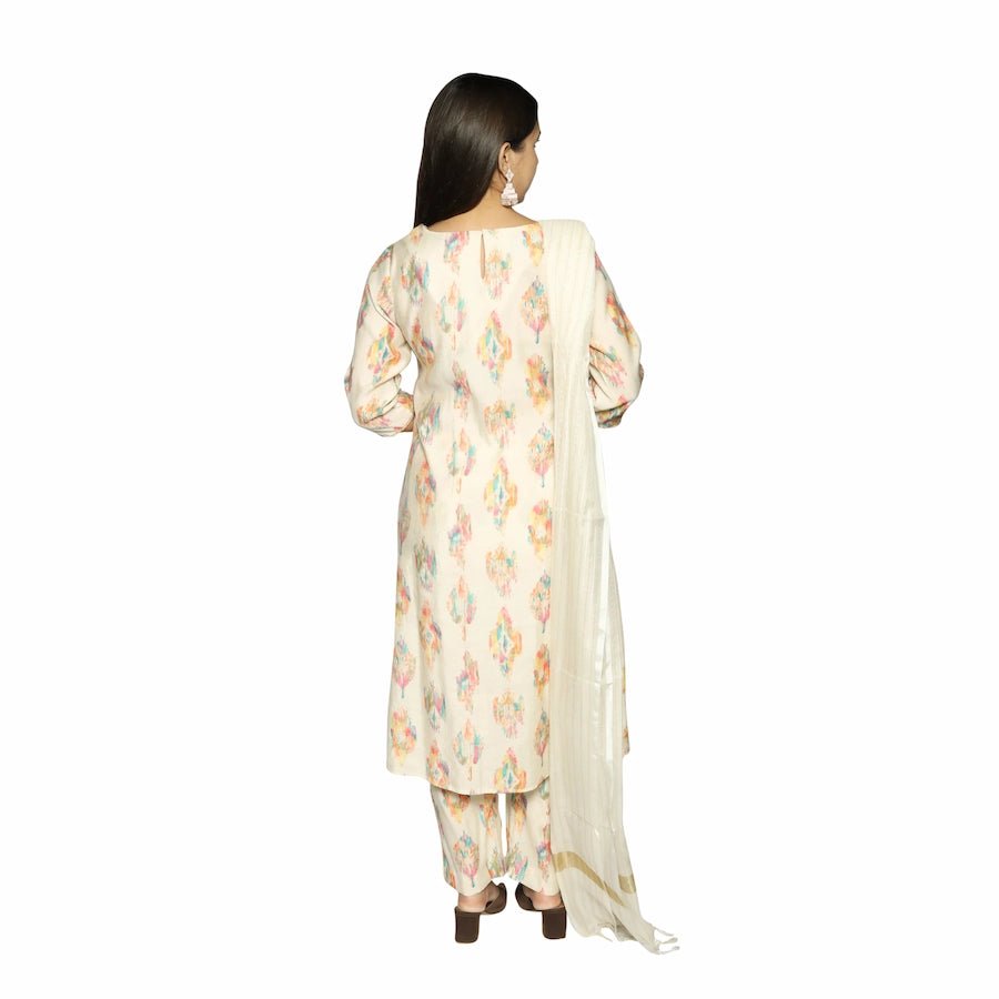 Traditional Off White Kurta Set for Women - The Bebla