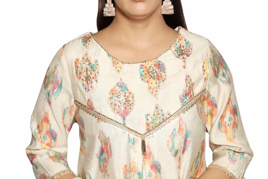 Traditional Off White Kurta Set for Women - The Bebla