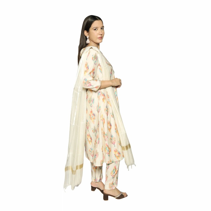 Traditional Off White Kurta Set for Women - The Bebla