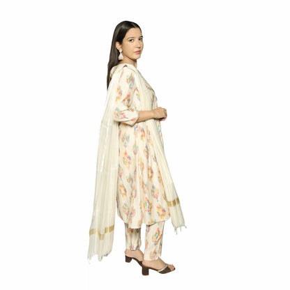 Traditional Off White Kurta Set for Women - The Bebla