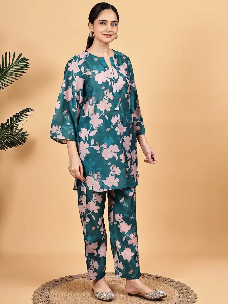 Trendy Floral Co - Ord Set – Casual & Festive Look - The Bebla