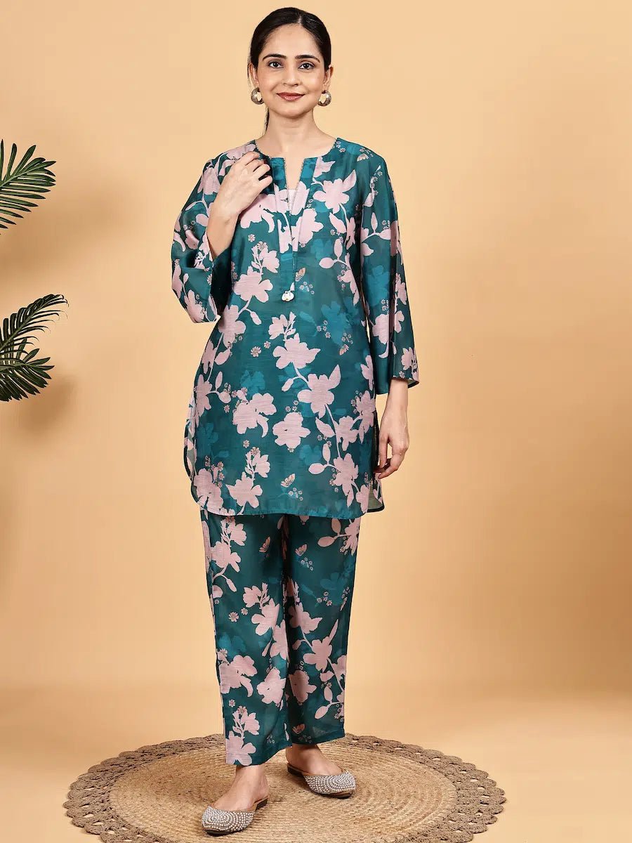 Trendy Floral Co - Ord Set – Casual & Festive Look - The Bebla