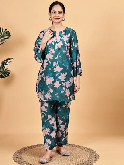 Trendy Floral Co - Ord Set – Casual & Festive Look - The Bebla