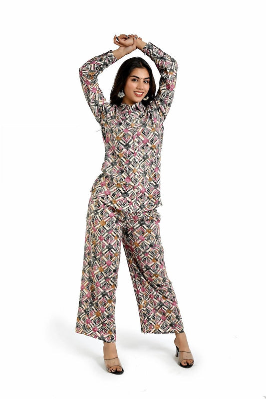 Women’s Abstract Multicolor Co - Ord Set for Summer - The Bebla
