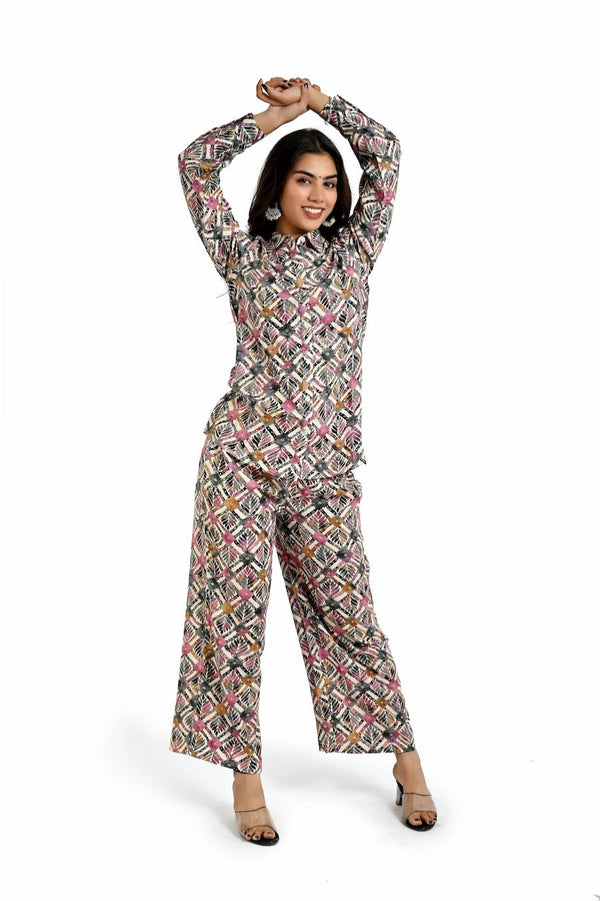 Women’s Abstract Multicolor Co-Ord Set for Summer