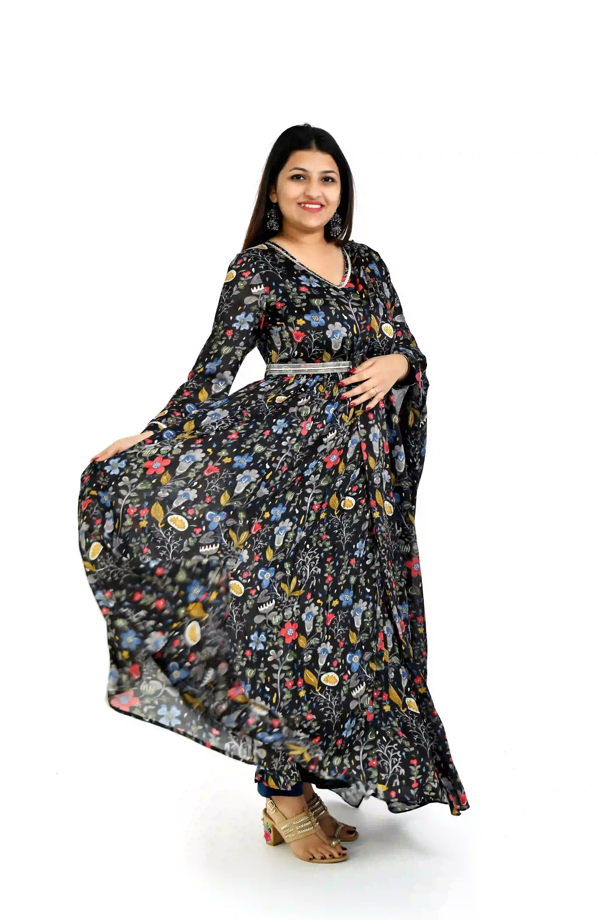 Women’s Black Floor - Length Gown for Special Occasions - The Bebla