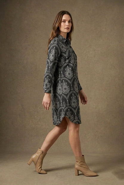 Women’s Black & White Printed Shirt Dress - The Bebla